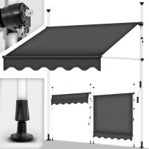 Tillvex - Store Banne Manuel Gris 250cm rétractable avec manivelle pour Le Balcon Marquise de terrasse sans percement Marquise Soleil de Balcon