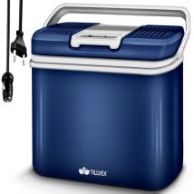 Frigorifero elettrico Portatile da 24L (Blu) Mini-frigorifero campeggio da 230V e 12V per auto, camion, barca o camper rinfresca e riscalda modalità