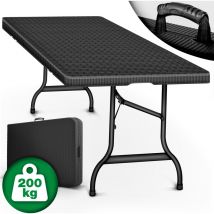 Gartentisch klappbar Rattan Optik 180x75cm Buffettisch mit Tragegriff Klapptisch für Garten Terrasse und Balkon Campingtisch 6 Personen - Tillvex