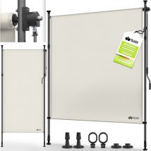 Klemmmarkise Senkrechtmarkise 150x310cm Beige mit Handkurbel ohne Bohren Sichtschutz Ausziehbar & Blickdicht Vertikalmarkise Balkon Terrasse Garten