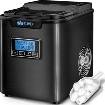Tillvex - Machine à glaçons Noir en inox 12 kg - 24 h Préparation de glaçons avec minuterie et réservoir 2,2 litres Ice Maker avec écran led et