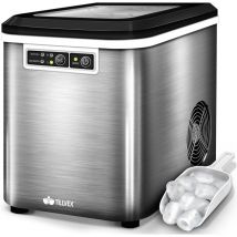 Tillvex - Machine à glaçons Argent en inox 12 kg - 24 h Préparation de glaçons réservoir 2,2 litres Ice Maker écran led et nettoyage automatique 2