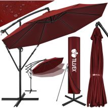 Ombrellone da Giardino ø 300 cm Rosso con manovella Ombrellone con asta per giardino, terrazza, balcone, Materiale Alluminio con protezione uv