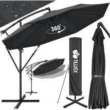 Ombrellone da Giardino ø 300 cm Grigio con manovella Ombrellone con asta per giardino, terrazza, balcone Materiale Alluminio con protezione uv