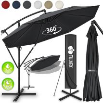 Parasol avec manivelle - Diamètre : 300 cm - Avec pied - Protection uv - Étanche - Tillvex
