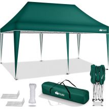 Tillvex - Pavillon 3x6m Grün wasserdicht Pop-Up Faltpavillon höhenverstellbar Gartenzelt uv Schutz 50+ Partyzelt mit Tasche für Garten