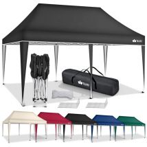 Tillvex - Pavillon 3x6m Anthrazit wasserdicht Pop-Up Faltpavillon höhenverstellbar Gartenzelt uv Schutz 50+ Partyzelt mit Tasche für Garten
