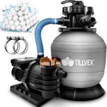 Pompa Filtro Piscina Portata 10 m³/h Grigio - 5 funzioni di filtrazione - Filtro per piscina con indicatore di pressione - Impianto di filtrazione a