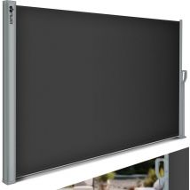 Seitenmarkise 160x350 cm Anthrazit ausziehbar & Blickdicht Sichtschutz für Balkon, Garten & Terrasse Seitenrollo mit Wandhalterung Sonnenschutz aus