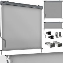 Tillvex - Senkrechtmarkise 160x250 cm Grau für Außen- und Innenbereich Außenrollo wasserfest mit Handkurbel für Balkon, Terrasse & Garten Balkonrollo