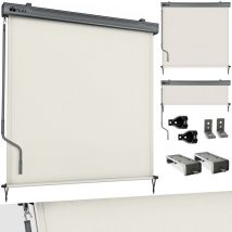 tillvex Senkrechtmarkise 160x250 cm Beige für Außen- und Innenbereich Außenrollo wasserfest mit Handkurbel für Balkon, Terrasse & Garten Balkonrollo