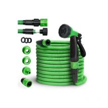 Tuyau Flexible 7,5m, Vert - Tuyau d'arrosage Flexible Extensible, Version améliorée 2019, Tuyau de Jardinage Flexible, Tuyau d'étang de Jardin