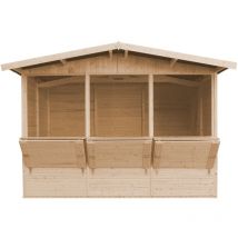 Timbela - Grand stand de vendeur avec comptoir 6 m2, trois fenêtres – extérieures H232x336x263 cm – M150A