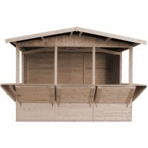 Timbela - Grand stand de vendeur avec comptoir 6m2, cinq fenêtres – extérieures H232x336x263 cm M150B