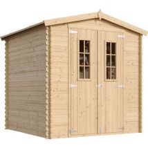 Timbela - Cobertizo de madera para jardín con suelo tratado M343C+M343G - Almacenamiento exterior H218 x 206 x 216 cm / 3,53 m2 - Techo impermeable,