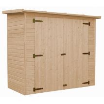 Timbela - Abri à outils en bois Naturel - Stockage extérieur sans fenêtres H194x123x223 cm/2,1 m² hangar en bois naturel - Atelier rangement outils