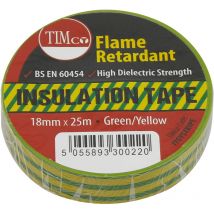 Timco - pvc Insulation Tape Yellow & Green Stripe 25m x 18mm (10 Pack)