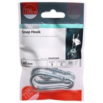Timco Supplies - Timco Snap Hooks - Steel - 60mm (3 Pack)