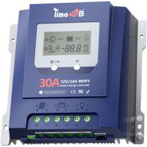 12/24V 30A mppt Régulateur de charge solaire, 99% Taux de suivi, charge rapide, Contrôleur de Panneau Solaire avec écran lcd pour Batteries au