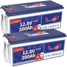 Batterie Lithium LiFePO4 12V 200Ah Plus, 2560W de Puissance Max., 200A bms, 15000 Cycles Profonds pour Camping Car, Hors Réseau, Bateau, Caravane,