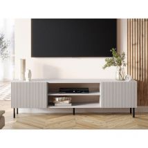 Bestmobilier - Timote - meuble tv 2 portes et 2 niches - écru - 181 cm