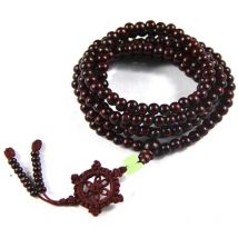 Tinksky Délicat 6mm 216pcs Perles de Prière en Bois de Santal Tibétain Bouddhiste Bouddha Mala Bracelet Collier (Rouge Foncé)