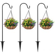 Tinksky Lot de 3 crochets de berger pour extérieur, crochets de jardin en fer, cintres pratiques en fer, crochets de suspension pour prise de terre