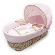 Tiny Ted Pink Palm Moses Basket