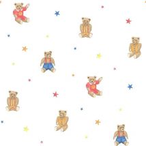 Galerie - Tiny Tots Bear Wallpaper Blue Red Stars Nursery Baby Bedroom Children