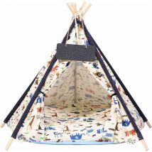 Bingo Paw - Tipi Chat Chien Intérieur: Tente Chien Extérieur en Toile Maison pour Chien Intérieur Grande Taille avec Coussin Déhoussable - 87 x 84 x