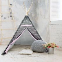 Tipi Teepee Tent Grey with White Star Design