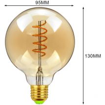 Tira de luz led suave ajustable con boca de rosca E27, bombilla decorativa interior de espiral simple dorada G95