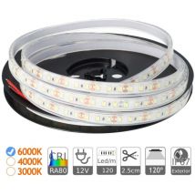 Tira led 12V IP67 6000K 120LED/M 9W/M SMD2835 pcb 10mm