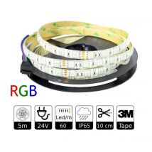Tira Led 24v rgb Exterior 60led/m Smd5050 Adhesivo 3m Bobina 5m Tira led 24V - Jandei