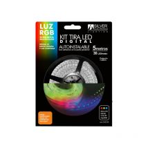 Silver - Kit Strip Led 5m 12v 7,2w/m Light Rgb Ip20 Inclut l'alimentation et le contrôleur 240330