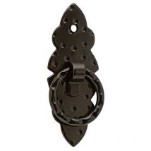 Herraje rustico tirador anilla con placa vert. 80-30 negro , 0UNIDADES