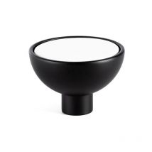 Pomo zamak/madera modelo bol ø45 acabados negro, sapelly, haya, blanco acabado negro-blanco
