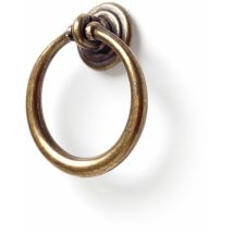 REI - Tirador de Anilla para Mueble Estilo Clásico Fabricado en Zamak Acabado en Cuero Viejo mm Medidas 425015 mm Sistema de Fijación Atornillado
