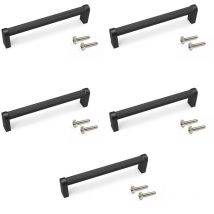 Emuca - lote de 5 tiradores para mueble bergen, l141mm, intereje 128mm, aluminio, pintado negro