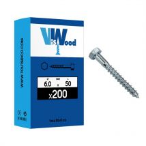 200 vis à bois tirefond 6x50mm tête hexa zingué Viswood