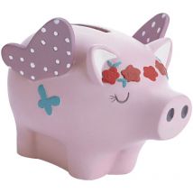 Tirelire cochon ailé en résine Rose