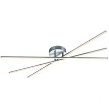 Frankystar - Tiriac Plafonnier led Grand 3 Barres Orientables en Métal Acier Satiné avec Réglage 3 Intensités avec Interrupteur à Bascule Standard