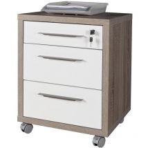 Composad - Commode Drawing Line Art.CT4811 K512 cm 49x45x63h avec 3 tiroirs en agglome're' recouvert de me'lamine' truffe/chene blanc