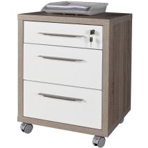 Composad - Commode Drawing Line Art.ct4811 K512 Cm 49x45x63h Avec 3 Tiroirs En Agglome're' Recouvert De Me'lamine' Truffe/chene Blanc