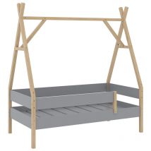 Lit d'enfant Bali, Gris, 80x160 cm, Vitalispa