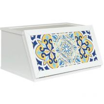 Tiroir conteneur en bois blanc avec décorations de corbeille à pain