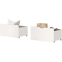 Wishdor - Lot de 2 Tiroir de lit 87 x 44 x 5.5 cm en bois. blanc