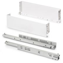 Emuca - Tiroir extérieur Simplex 25kg hauteur 122mm, profondeur 490mm, acier, peint en blanc