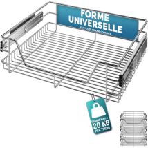 Casaria Tiroir télescopique de rangement pour armoire cuisine réfrigérateur 30cm/40cm/50cm/60cm tiroir de cuisine métal 60cm.Set de 3