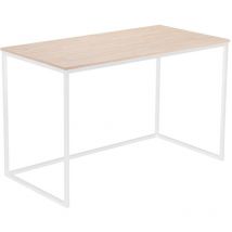 Skraut Home - Schreibtisch mia - Arbeitstisch - 120x60x75cm - Farbe Eichenholz - Weiße Metallbeine - Büro - Wohnzimmer - Esszimmer - Arbeitszimmer im